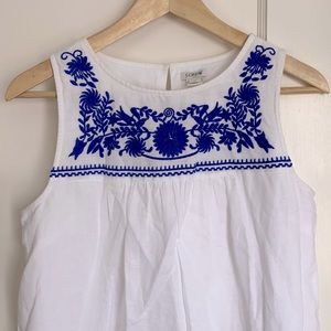 J. Crew Factory White Embroidered Shift Dress -XS